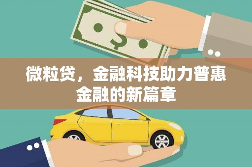 岑巩微粒贷，金融科技助力普惠金融的新篇章