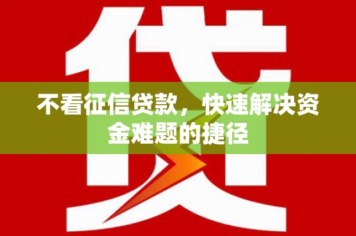 岑巩不看征信贷款，快速解决资金难题的捷径