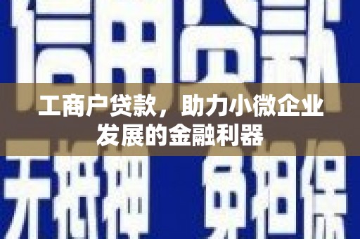 岑巩工商户贷款，助力小微企业发展的金融利器
