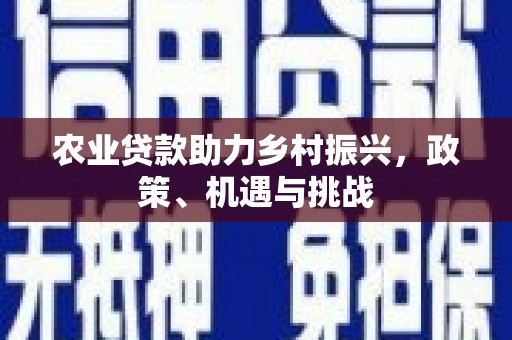 岑巩农业贷款助力乡村振兴，政策、机遇与挑战