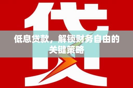 岑巩低息贷款，解锁财务自由的关键策略