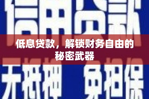 岑巩低息贷款，解锁财务自由的秘密武器