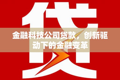 岑巩金融科技公司贷款，创新驱动下的金融变革