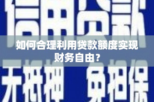 岑巩如何合理利用贷款额度实现财务自由？