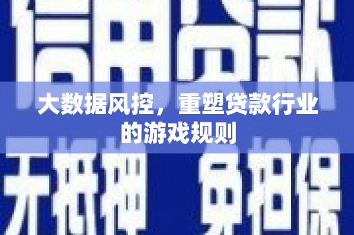 岑巩大数据风控，重塑贷款行业的游戏规则