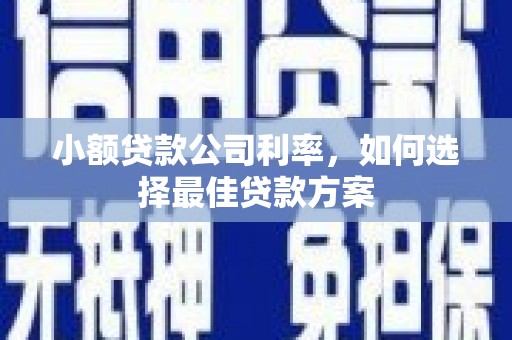 岑巩小额贷款公司利率，如何选择最佳贷款方案