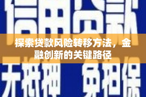 岑巩探索贷款风险转移方法，金融创新的关键路径