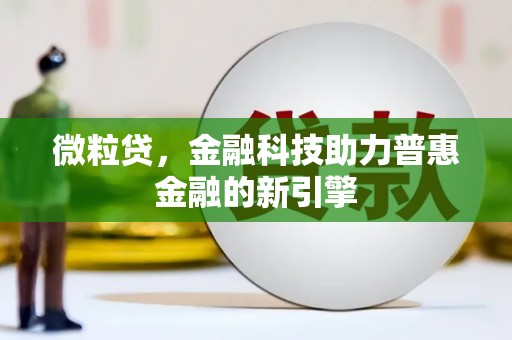 岑巩微粒贷，金融科技助力普惠金融的新引擎