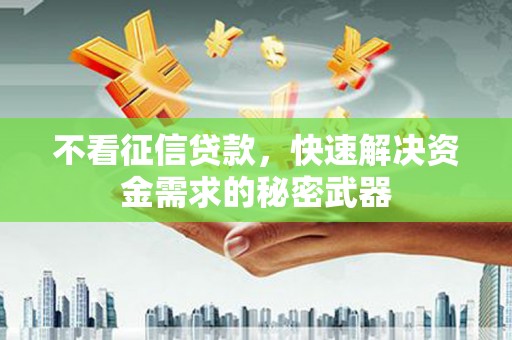岑巩不看征信贷款，快速解决资金需求的秘密武器