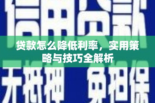 岑巩贷款怎么降低利率，实用策略与技巧全解析