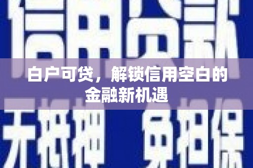 岑巩白户可贷，解锁信用空白的金融新机遇