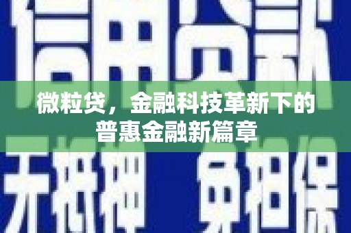 岑巩微粒贷，金融科技革新下的普惠金融新篇章