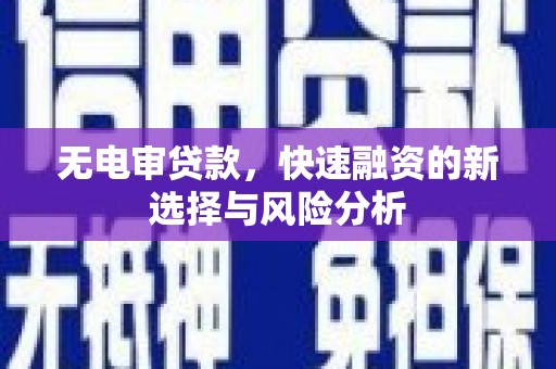 岑巩无电审贷款，快速融资的新选择与风险分析