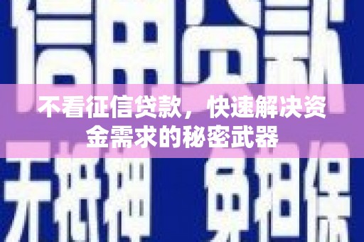岑巩不看征信贷款，快速解决资金需求的秘密武器