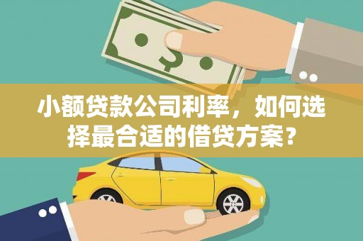 岑巩小额贷款公司利率，如何选择最合适的借贷方案？
