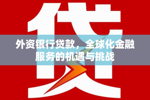 岑巩外资银行贷款，全球化金融服务的机遇与挑战