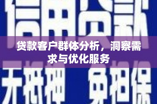 岑巩贷款客户群体分析，洞察需求与优化服务